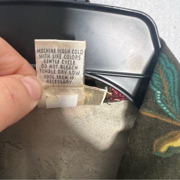 Studio Works Green Red Floral Paisley Print Lightweight Jacket Women's size L - Picture 6 of 6